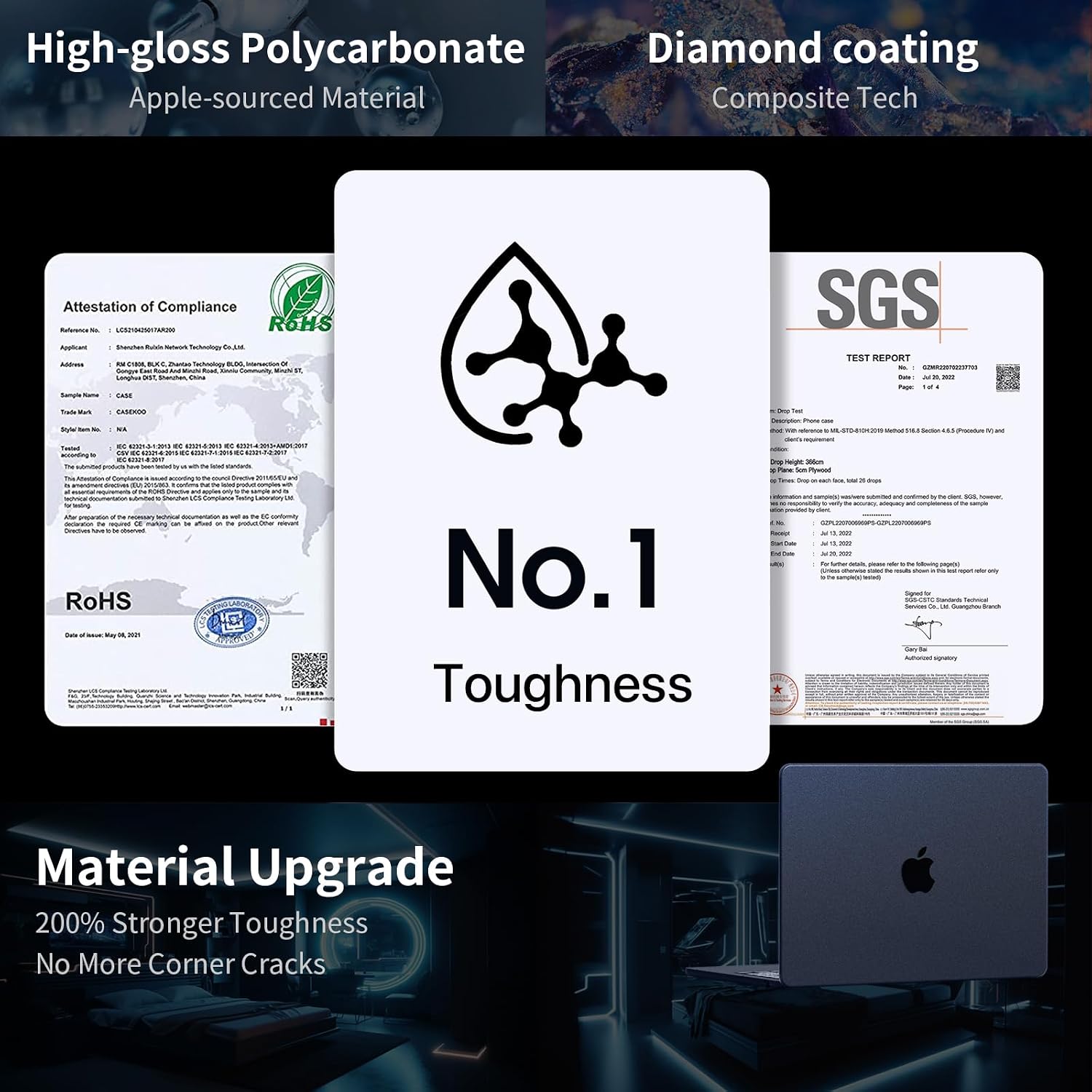 Soonjet for MacBook Air 15 inch Case | M5 M4 M3 M2 2026 2025-2023 | 100% Match Official Color | Closes Seamlessly | Hard Shell Laptop Cover | A3448 A3241 A3114 A2941 | Midnight Clear